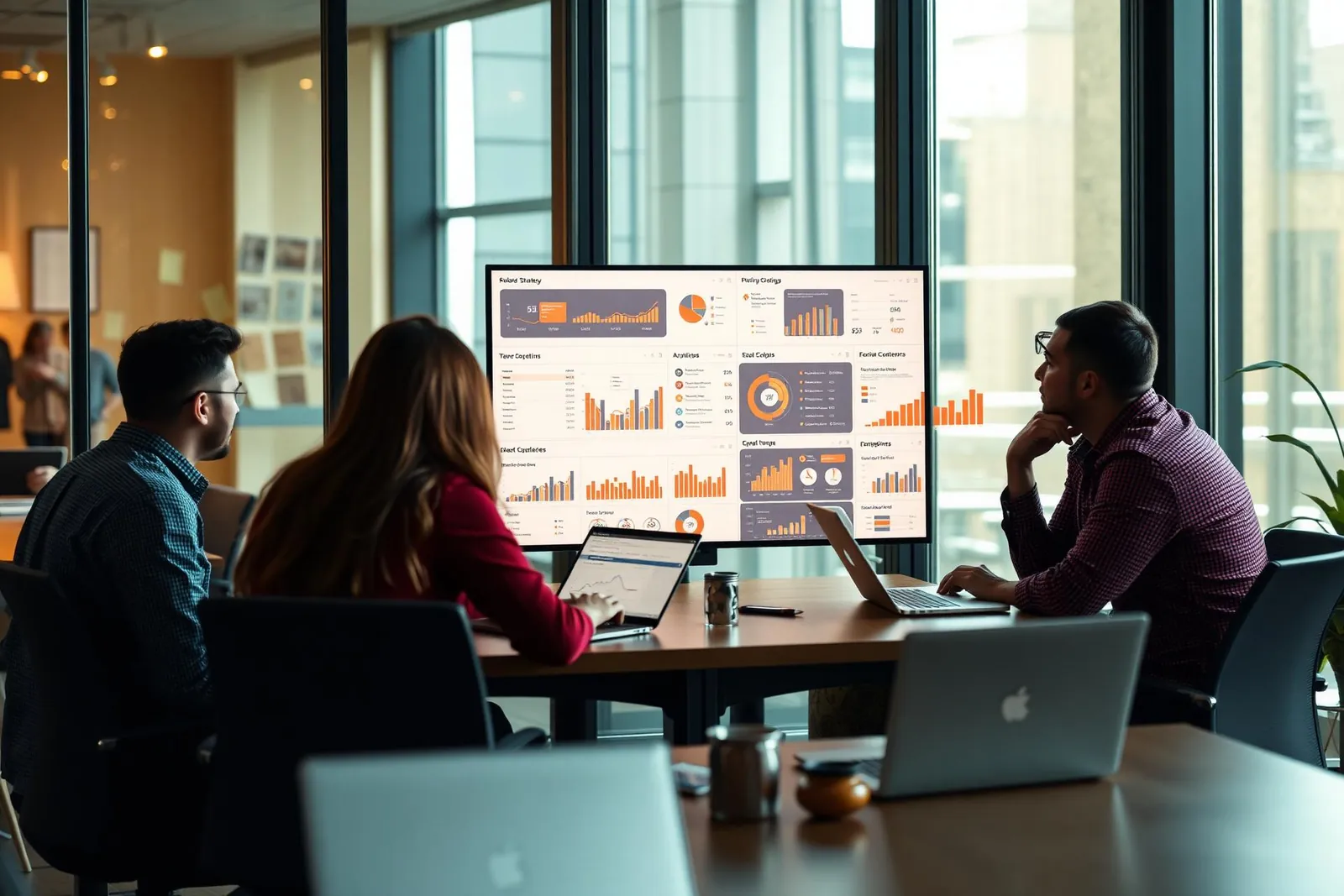 Equipe de marketing digital trabalhando em estratégia